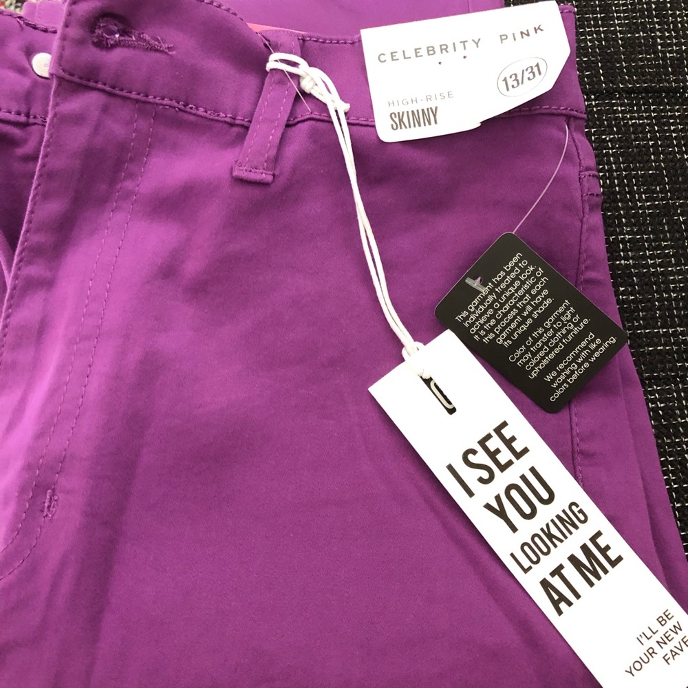 Celebrity Pink High-Rise Skinny Jeans in Purple